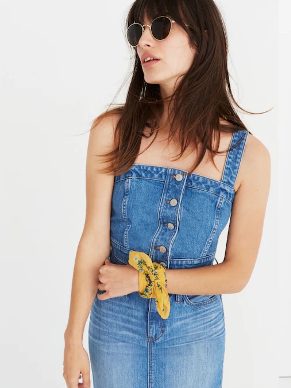 Madewell Denim Button Front Crop Top Blouse 4